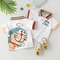 夏季纯棉儿童T恤POLO衫新款洋气宝宝女童卡通薄款男童短袖上衣 叮当猫polo领[纯棉] 90cm