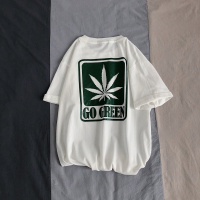 @方少男装 2021夏季韩版潮流趣味印花短袖T恤男宽松休闲情侣上衣 白色 M