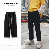 灰色运动裤男宽松直筒春秋裤子韩版潮流百搭ins痞帅九分篮球卫裤 黑色 S