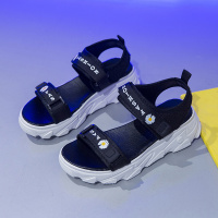 老爹凉鞋女2021年夏季新款学生百搭厚底松糕运动魔术贴罗马沙滩鞋 黑色 35