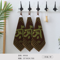 小毛巾纯棉洗脸家用全棉成人男女专用四方擦手巾挂式吸水方巾 挂绳RF038棕色3条装