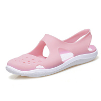 洞洞鞋女夏防滑外穿厚底2021新款果冻妈妈鞋包头沙滩鞋女塑料凉鞋 粉色 36 标准码