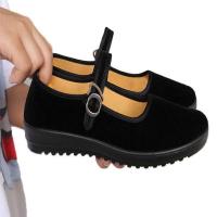 老北京布鞋女鞋软底女单鞋平底工作鞋黑色广场跳舞鞋礼仪鞋妈妈鞋 工作鞋女黑色 35