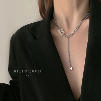 项链女ins嘻哈锁骨链轻奢小众2021年新款钛钢b字母潮冷淡风配饰酷 字母B钛钢项链