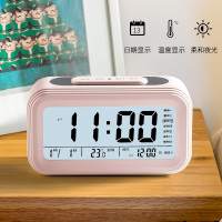智能电子闹钟学生儿童起床神器大音量卧室床头钟男女孩新款闹铃 水纹款-粉色闹钟(电池款)送三节电池 13.2厘米