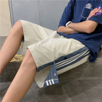 夏季短裤男潮牌排扣直筒休闲裤宽松大码ins潮流男装五分裤 杏色 M
