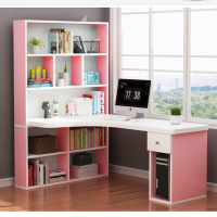 艺可恩转角书桌书柜一体电脑台式桌卧室简易书架组合学生学习写字小桌子