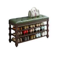 艺可恩美式实木鞋架简易家用多层可坐鞋柜门口收纳欧式储物鞋架子收纳