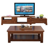 艺可恩实木电视柜茶几组合小户型客厅现代简约伸缩地柜新中式电视机柜