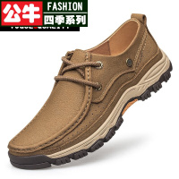 公牛四季男鞋靴子马丁靴男年新款秋鞋ins潮户外运动潮鞋皮面大头皮鞋低帮系带马丁靴秋冬新款男士简约 百搭牛皮登山鞋