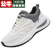 公牛四季男鞋软皮男鞋圆头复古手工皮鞋男单鞋平底青年学生时尚运动休闲鞋牛皮厚底百搭潮鞋秋季新款男生个性日常皮面鞋运动跑步