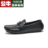 公牛四季男鞋皮鞋男士秋季透气潮鞋子韩版百搭小白闲皮鞋头层牛皮套脚透气懒人鞋冬天保暖棉鞋秋冬新款男士一脚蹬中老年休闲皮鞋