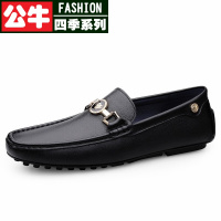 公牛四季男鞋品牌轻奢高端豆豆鞋男春秋季英伦头层牛皮男休闲驾车鞋男式平底37码青年白色男鞋