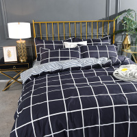 职工宿舍纯色方格系列加厚磨毛四件套1.8米