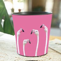 创意皮革桌面小垃圾桶桌上餐桌简约小号收纳桶可爱迷你可爱烟灰缸 鲜粉红色 粉色鹅-5 16X16桌面使用