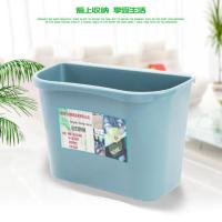 厨房垃圾桶家用创意橱柜门可挂式大号塑料办公桌简约垃圾桶收纳盒 大号厚款[悬挂]蓝色
