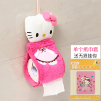 卡通可爱毛绒马桶垫三件套四件套可爱坐便套马桶套马桶坐垫圈脚垫 单个玫红纸巾套(送挂钩)