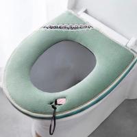 马桶垫坐垫圈四季家用防水夏天马桶坐便套拉链款可爱薄款垫圈通用 花骨朵绿色