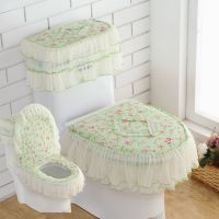 马桶垫三件套夏季坐便器垫水箱盖罩子U型马桶垫四季坐垫蕾丝马桶 轻舞飞扬【绿】双面