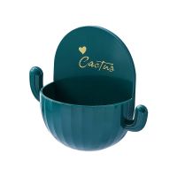 仙人掌香皂盒免打孔壁挂式沥水创意吸盘家用收纳卡通肥皂盒置物架 仙人掌皂架[墨绿色]