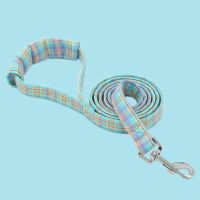 狗链子牵引绳遛狗牵引绳狗背心式防挣脱遛狗绳小型犬泰迪比熊外出 湖绿格子-单独牵引绳1.5米 牵引绳通用