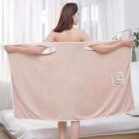 珊瑚绒浴巾浴帽90-180可穿女性感裹胸韩版吊带浴裙柔软吸水汗蒸服 卡其色 浴巾单条装[90-140]