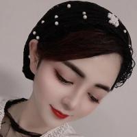 回族头巾发带帽子纱巾亮片蕾丝帽时尚遮发帽包头帽穆丝林纱巾套头 黑色