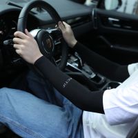 加大加长冰袖男款防晒袖套手套女夏季薄款手臂套套袖冰丝宽松护臂 男女通用-紧身款黑色1双