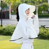 帽子女夏季防晒帽防紫外线亲子沙滩游玩遮阳帽骑车户外遮脸太阳帽 加大帽檐白色