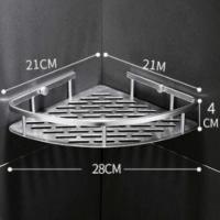 打孔/免打孔可选太空铝置物架浴室厨房壁挂三角形/方形加厚铝合金 打孔款-单层三角架