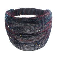 新款韩版双层纱网亮片发带蕾丝发饰宽发带头巾韩国宽头套 混彩-亮片丝光款