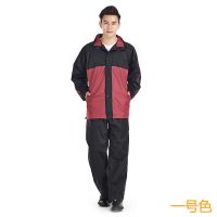 萱尔丽摩托车雨衣男单人防水骑行成人雨衣雨裤套装外卖电瓶车雨衣 黑色拼红色【双层春亚纺面料+大口袋】 S【适合155-16