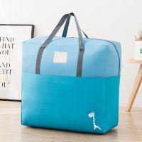 卡通幼儿园装被子的袋子防水被褥收纳整理袋行李袋衣服打包搬家袋 蓝色长颈鹿 小号46*39*19cm