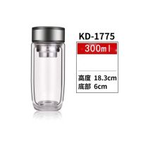 (万象款式)鹅蛋杯双层玻璃杯便携车载杯办公商务男泡茶杯女水杯子 车载300ml不锈钢盖