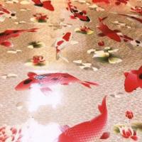 pvc桌布布艺田园家居软玻璃防水防油防烫防滑塑料茶几垫桌垫 年年有鱼(金) 正方形50*50CM