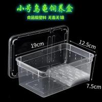 塑料小乌龟缸带晒台造景小型宠物龟专用缸生态缸巴西龟饲养箱带盖 小号白色乌龟盒