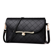 中年妈妈女包2020新款韩版斜挎包软皮小包包老年挎包单肩包 [FY绣线]黑色