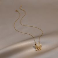 猫眼石平安锁项链女2021年新款轻奢小众设计感百搭锁骨链夏季饰品 猫眼石平安锁项链【钛钢】