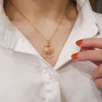 平安长命锁项链女学生韩版简约ins锁骨链不掉色吊坠百搭温柔款 钛钢 粉锆石平安锁