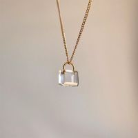 钛钢保色透明锁头包包手提包项链2021新款法式简约气质锁骨链女 A金色-手提包(钛钢保色)