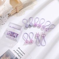 儿童可爱卡通橡皮筋果冻色亚克力珠子女童头绳小清新宝宝发圈发绳 紫色系5对[罐装]