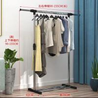 晾衣架落地不锈钢晒衣架衣帽架室内外单双杆简易折叠挂衣架衣服架 黑色单杆