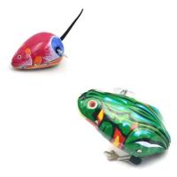 80/90后怀旧经典玩具铁皮青蛙跳跳蛙铁皮公鸡成人怀旧发条小玩具 1只青蛙+1只老鼠