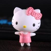 可爱卡通kitty猫公仔汽车钥匙扣挂件毛绒女 包包钥匙链圈韩国创意 站姿粉裙单个公仔