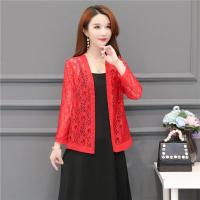 夏季蕾丝小披肩短款女式上衣宽松大码胖MM开衫薄外套百搭配裙外搭 红色 L 85-100斤