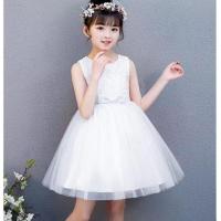 儿童走秀礼服高端主持人公主裙花童婚礼小女孩洋气女童生日蓬蓬纱 655短款无袖[关注优先发货] 110