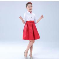 六一儿童合唱服演出服大合唱团背带裤男女童礼服小学生朗诵表演服 白色 100