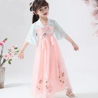 女童连衣裙夏装2020新款小女孩洋气公主裙儿童汉服夏季童装裙子 粉色 110