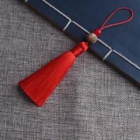 文玩菩提根流苏穗子古风饰品配件书签扇坠钥匙扣古风挂件吊坠 大红色-2个装