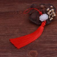 古风玉珠莲花坠 汉服配饰扇子笛萧穗子腰佩配diy古典流苏手机挂件 大红色 玉珠莲花流苏2条